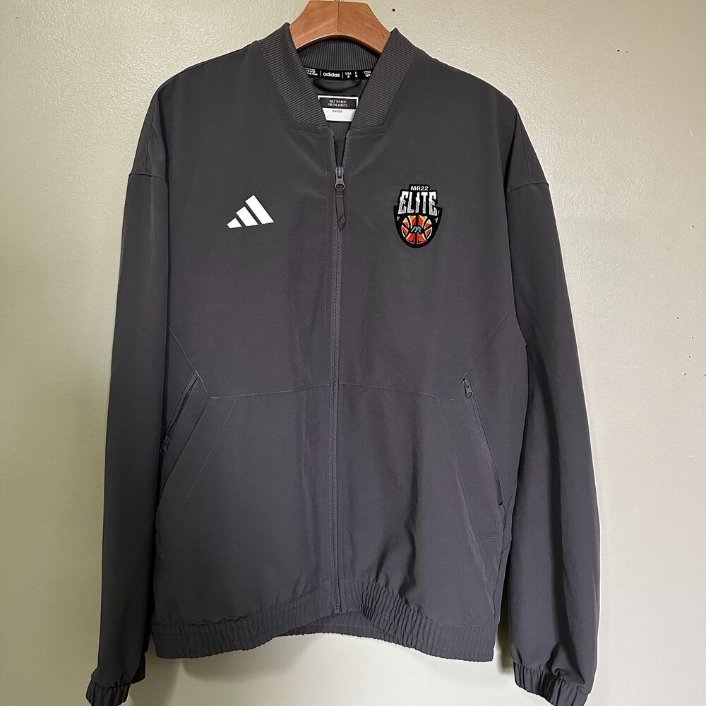 Adidas Performance Training Jacket Mens M Gray Full Zip MR22 Elite Basketball